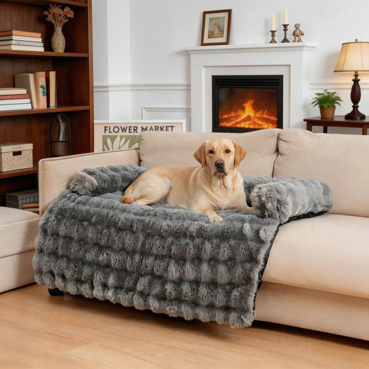 Orthopedic Dog Bed Ultra Soft Plush Calming Pet Mat with Raised Edges