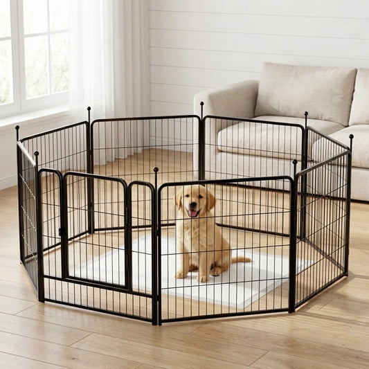 Adjustable Outdoor Dog Fence Metal Frame Pet Barrier for Indoor and Outdoor Use