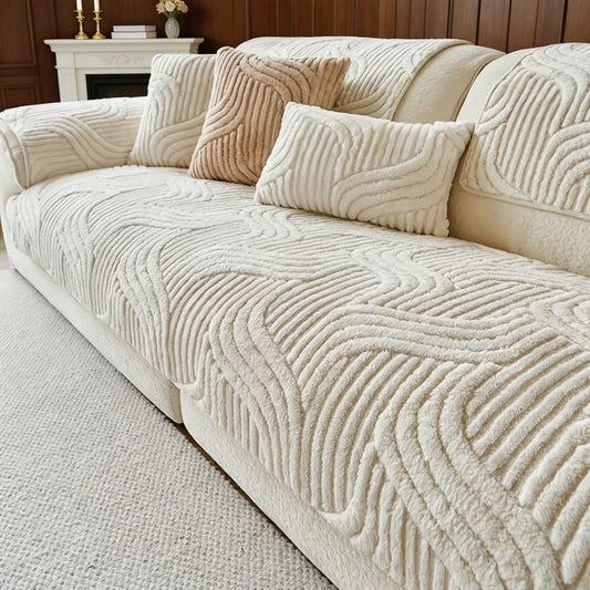 Luxury Plush Sofa Cushion Cover Non-Slip Breathable Fabric Pet-Proof for Living Room